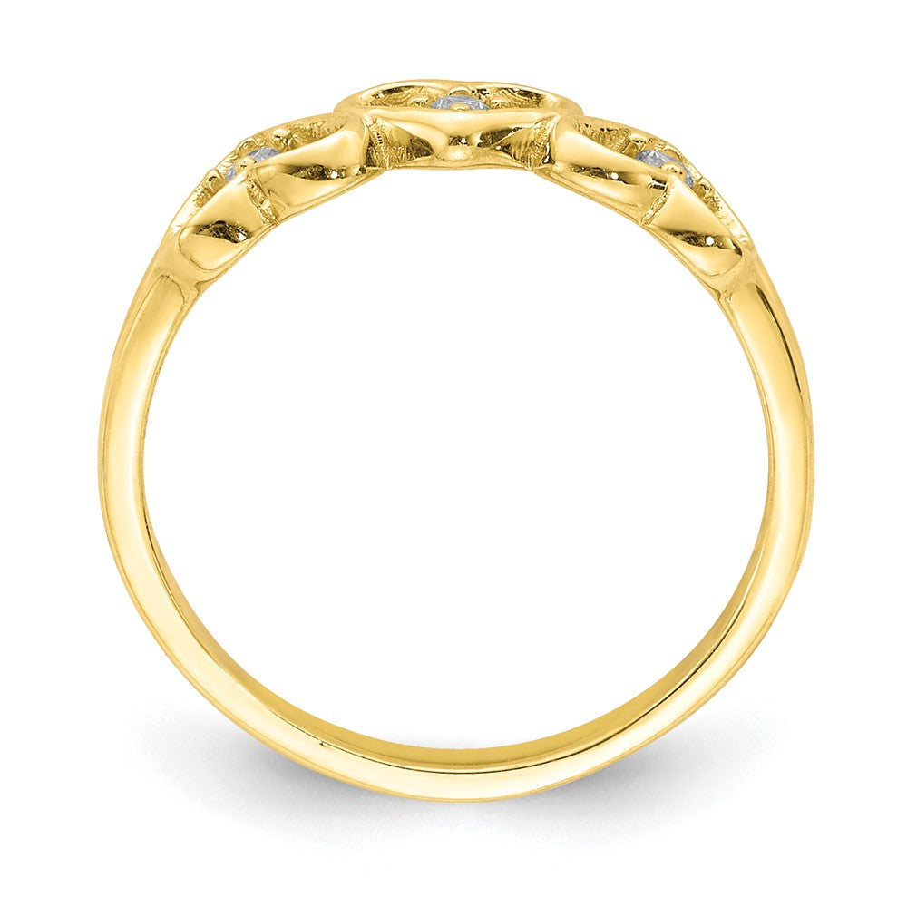 10K Yellow Gold 10K Cz 3-Heart Child'S Ring