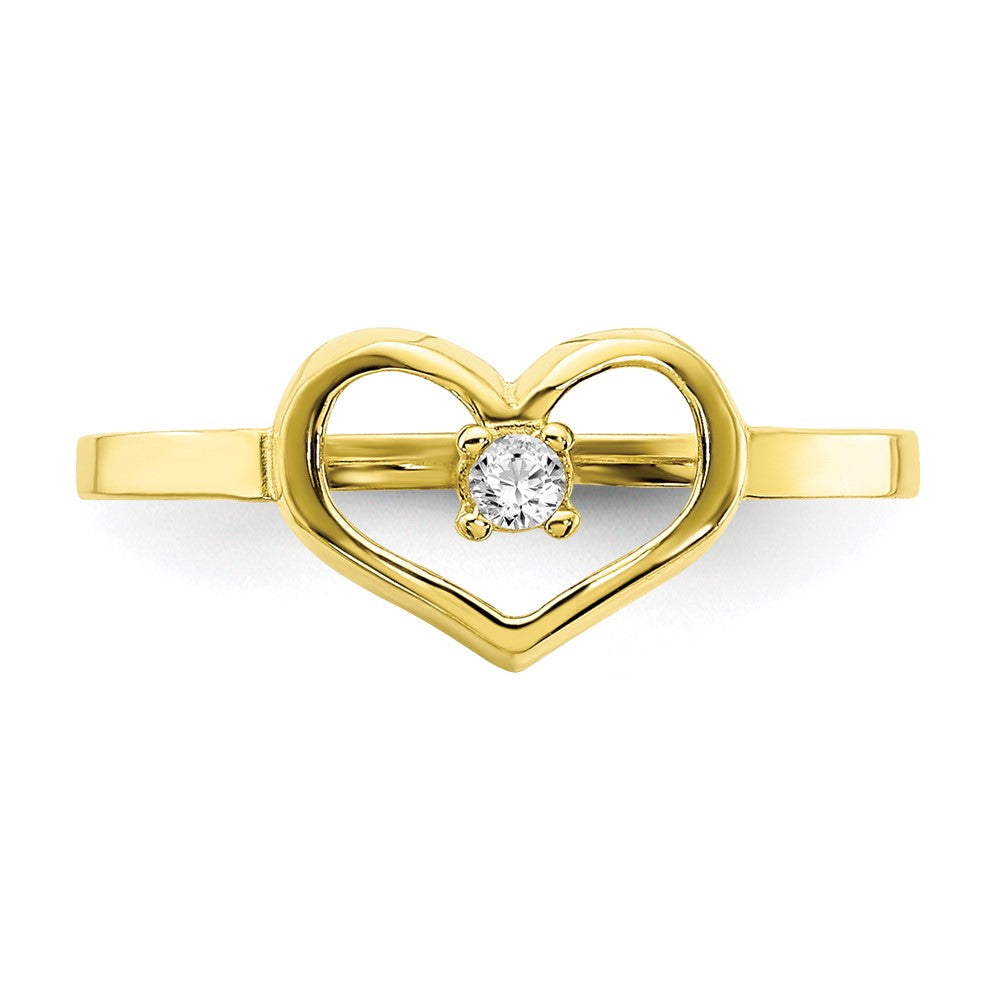 10K Yellow Gold 10K Cz Heart Baby Ring