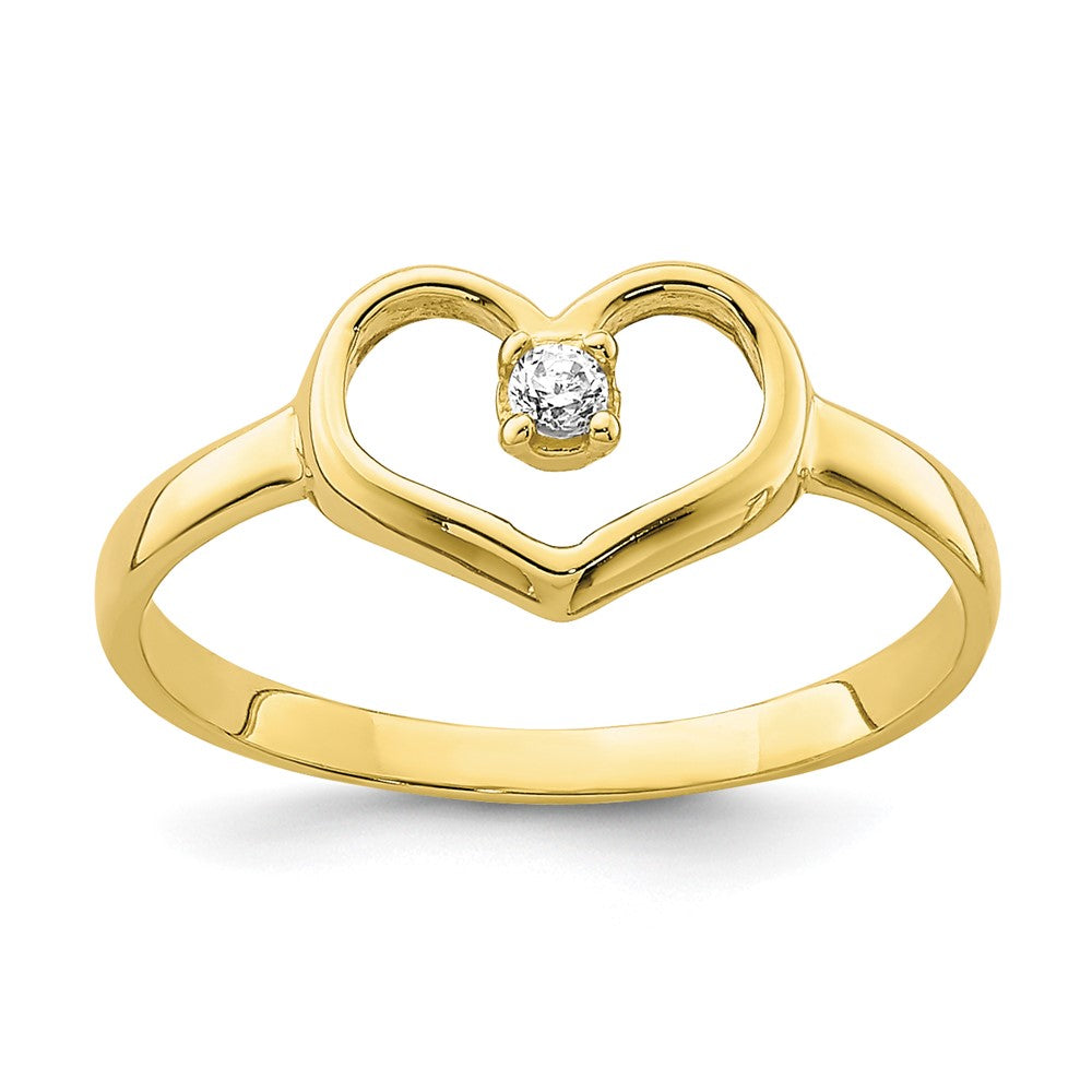10K Yellow Gold 10K Cz Heart Baby Ring