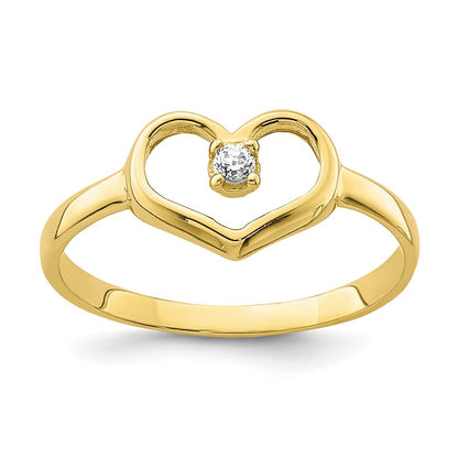 10K Yellow Gold 10K Cz Heart Baby Ring