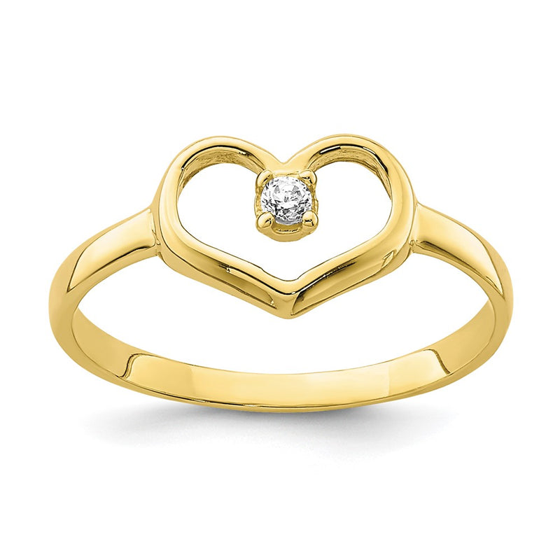 10K Yellow Gold 10K Cz Heart Baby Ring