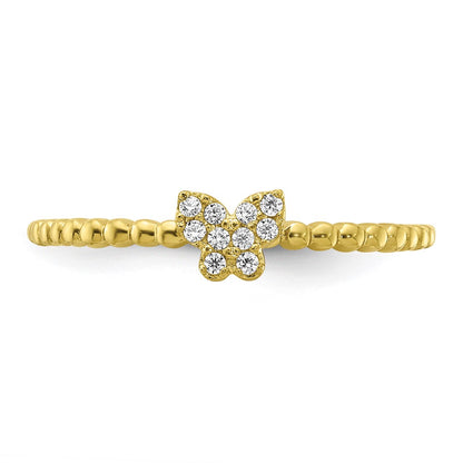 10K Yellow Gold 10K Butterfly Cz Ring