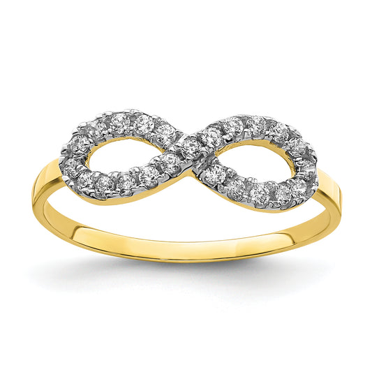 10K Yellow Gold Cz Infinity Ring (Size 7.25 Only)