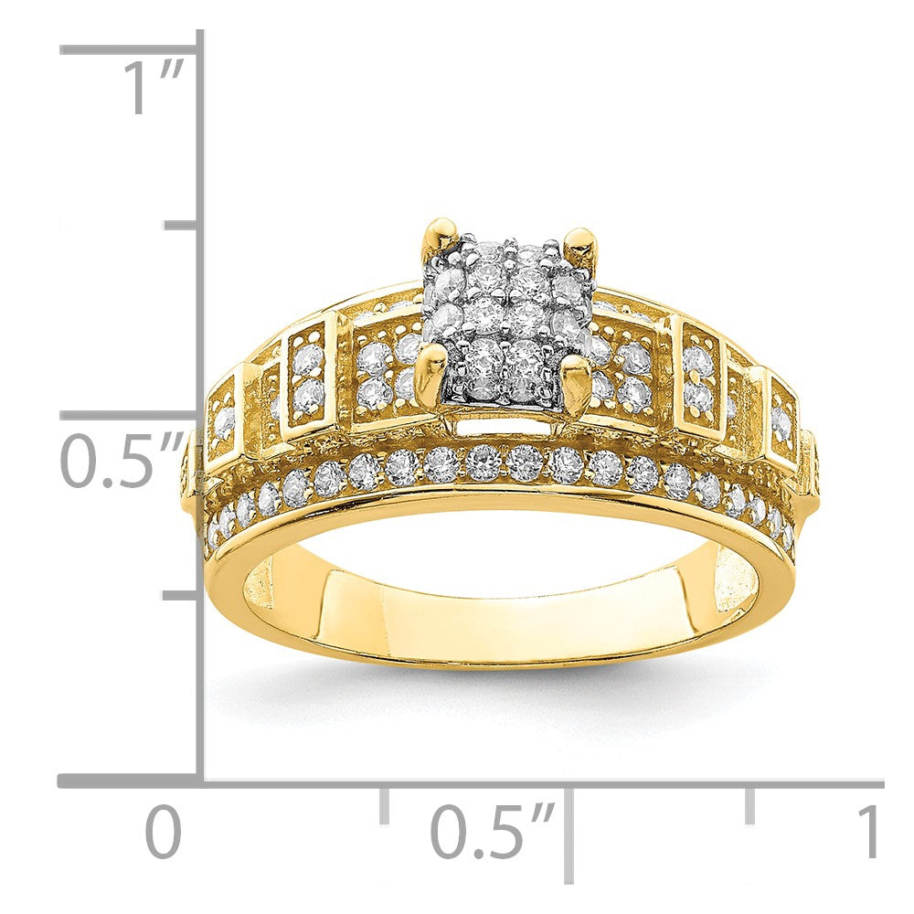 10K Yellow Gold Cz Micropave Ring (Size 7 Only)