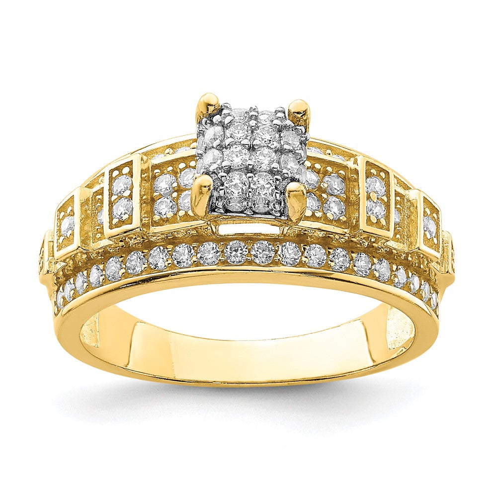 10K Yellow Gold Cz Micropave Ring (Size 7 Only)