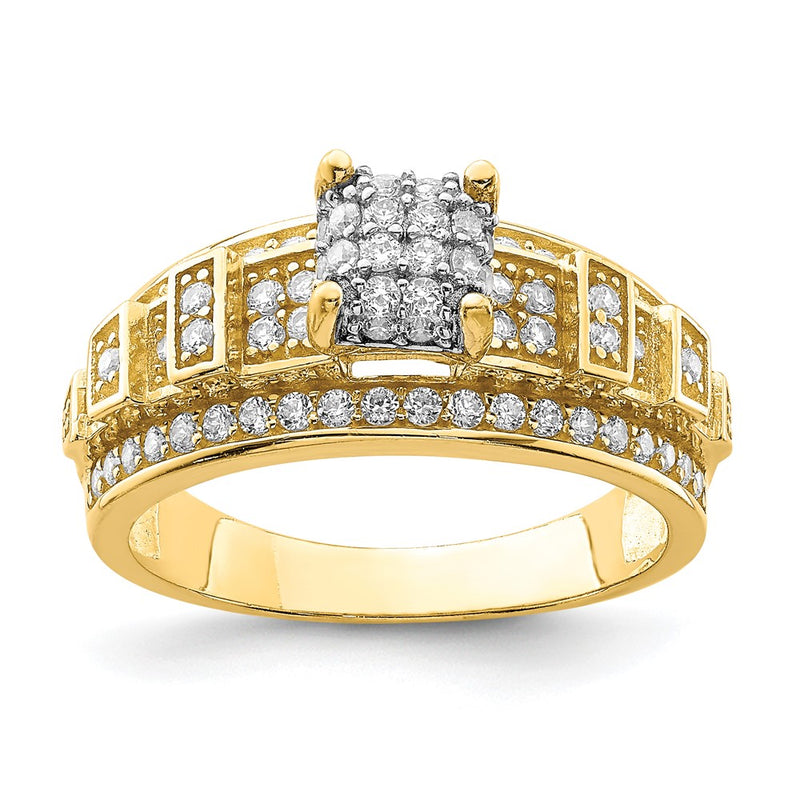 10K Yellow Gold Cz Micropave Ring (Size 7 Only)