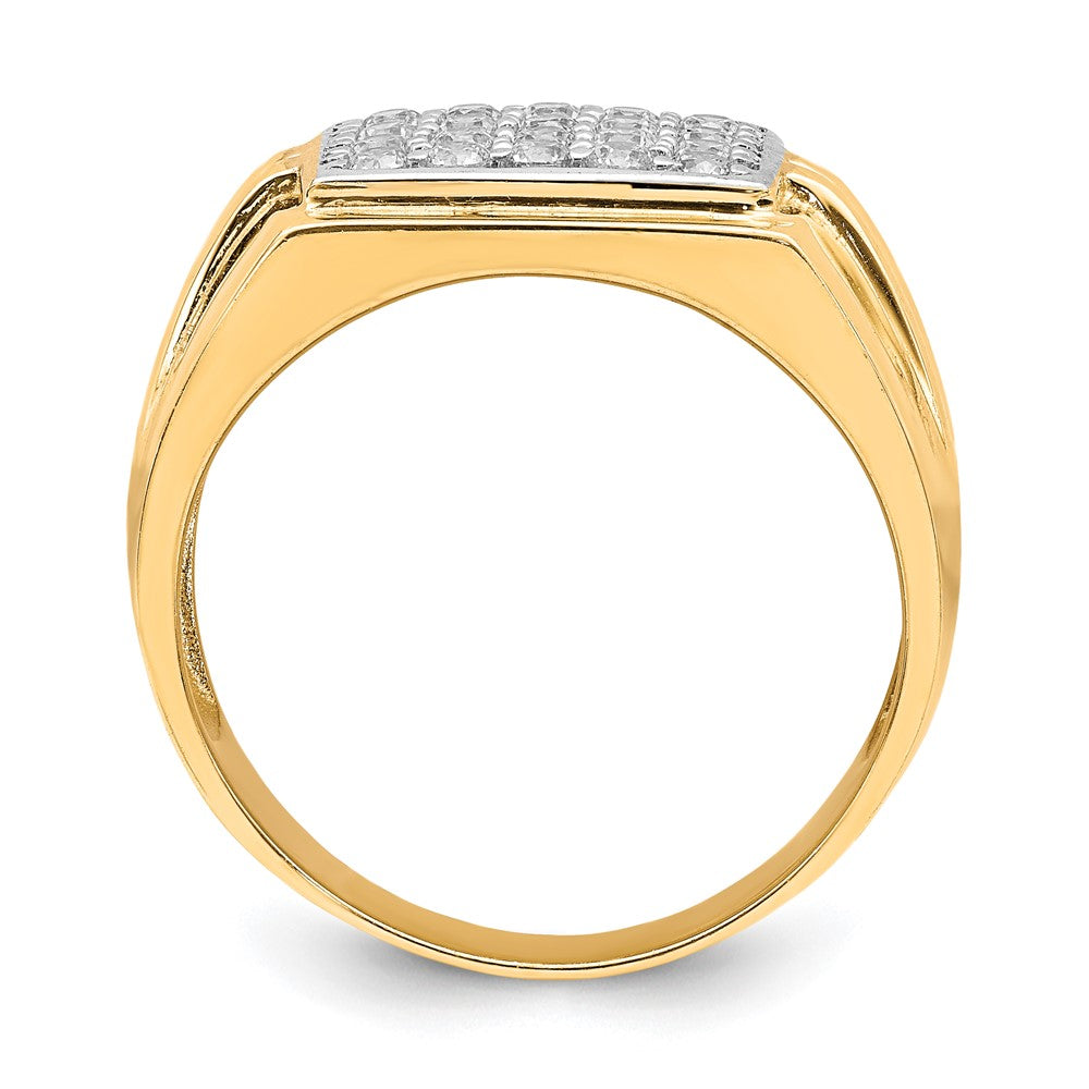 10K Yellow W/Rhodium 10K Cz Mens Ring