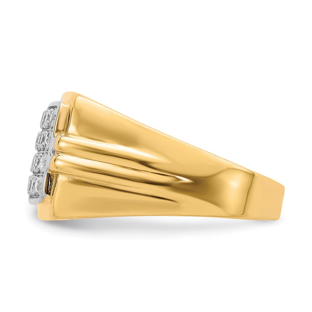 10K Yellow W/Rhodium 10K Cz Mens Ring