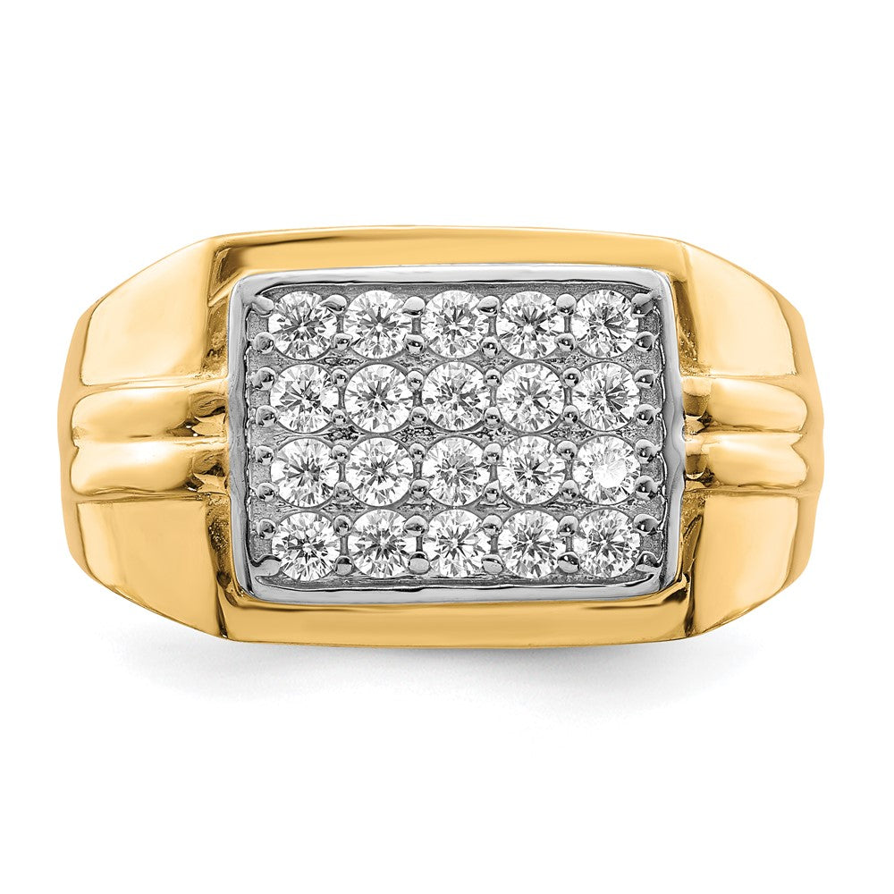 10K Yellow W/Rhodium 10K Cz Mens Ring