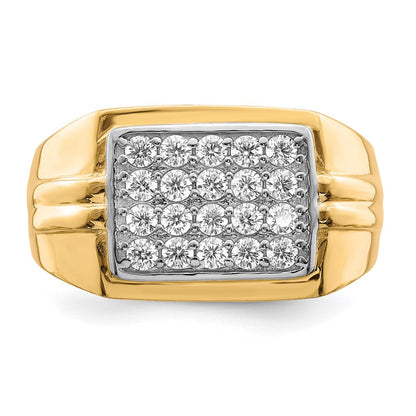 10K Yellow W/Rhodium 10K Cz Mens Ring