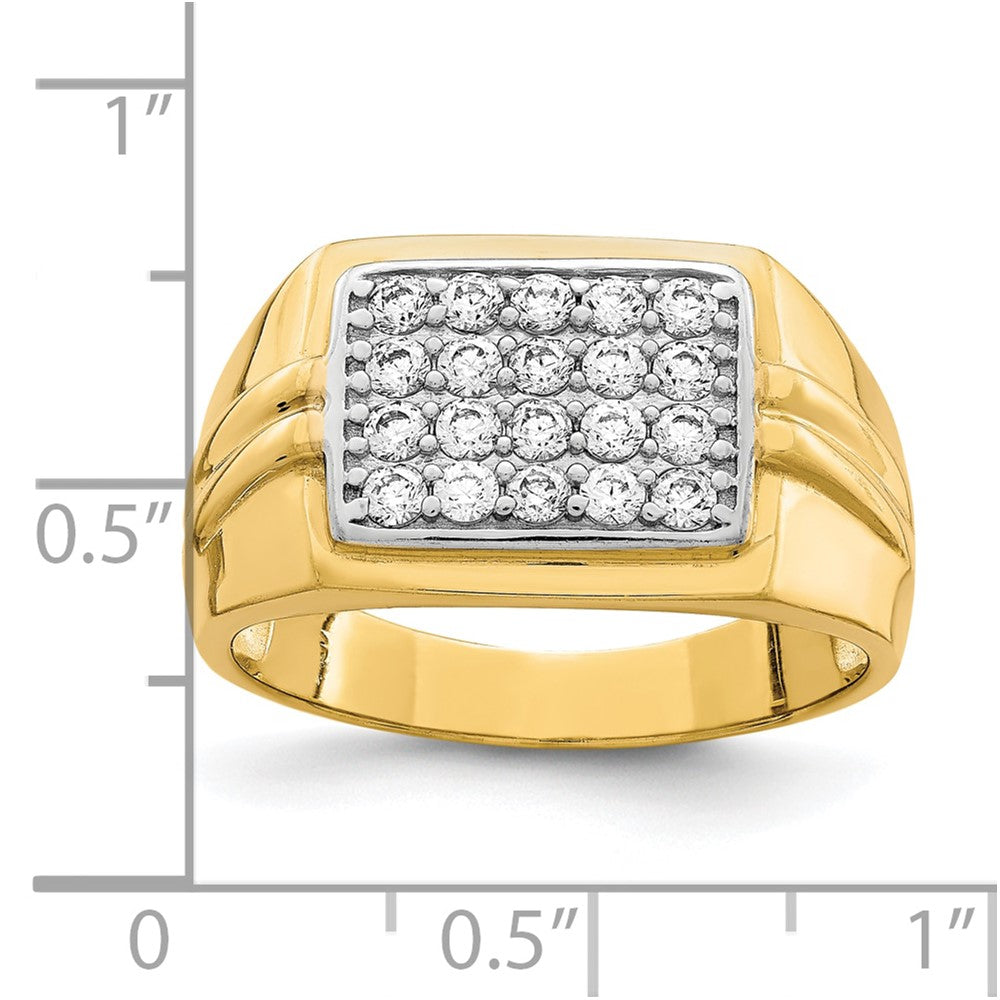 10K Yellow W/Rhodium 10K Cz Mens Ring