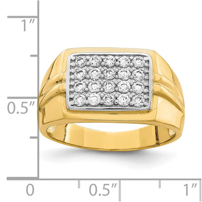 10K Yellow W/Rhodium 10K Cz Mens Ring