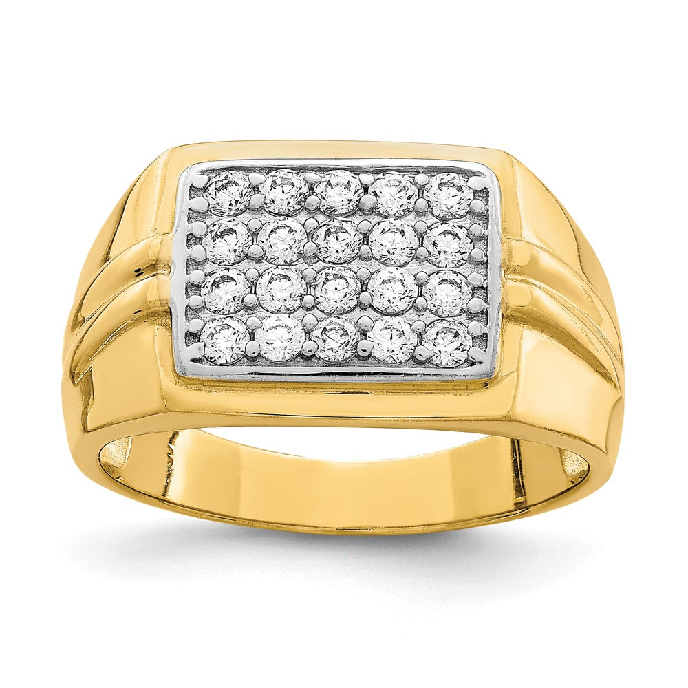 10K Yellow W/Rhodium 10K Cz Mens Ring