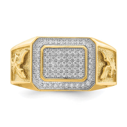 10K Yellow Gold Men'S Cz Eagle Ring (Size 10.5 Only)