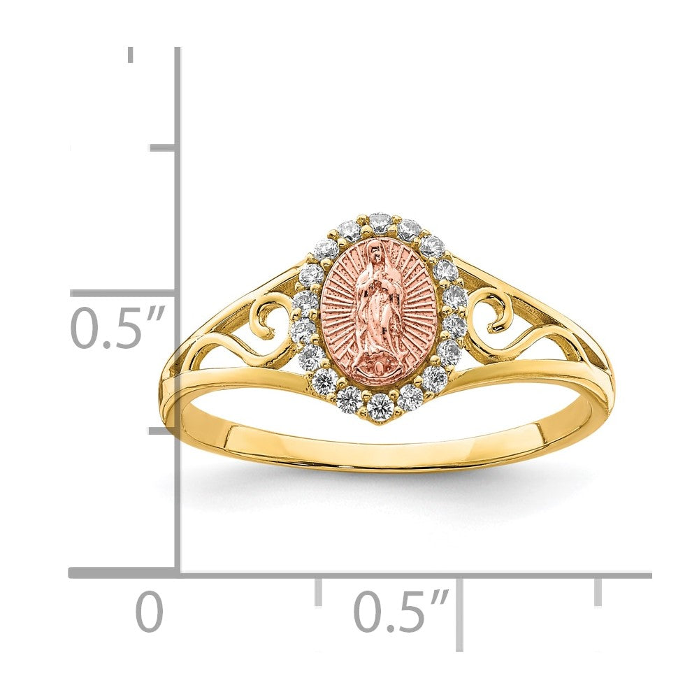 10K Two-Tone 10K Two-Tone Cz Guadalupe Ring