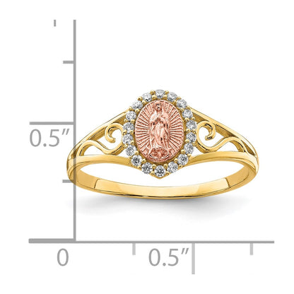 10K Two-Tone 10K Two-Tone Cz Guadalupe Ring