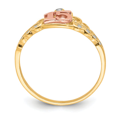 10K Two-Tone 10K Two-Tone Cz 15 Crown Ring