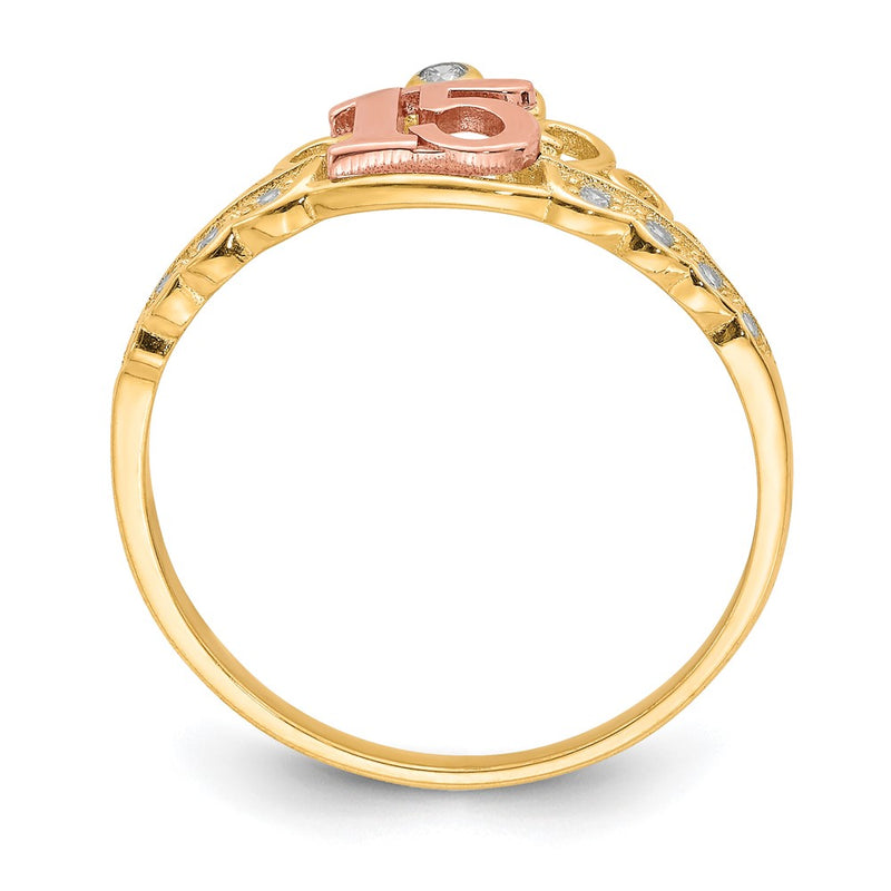 10K Two-Tone 10K Two-Tone Cz 15 Crown Ring