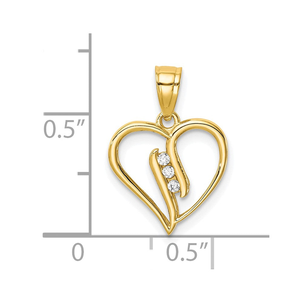 10k Yellow Gold 10K CZ Heart Pendant
