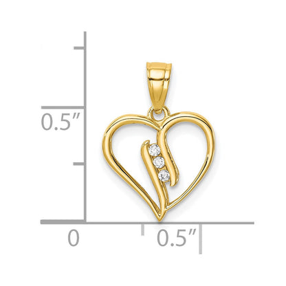 10k Yellow Gold 10K CZ Heart Pendant