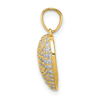 10k Yellow Gold CZ Micro Pave Heart Pendant