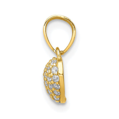 10k Yellow Gold 10K CZ Micro Pave Heart Pendant
