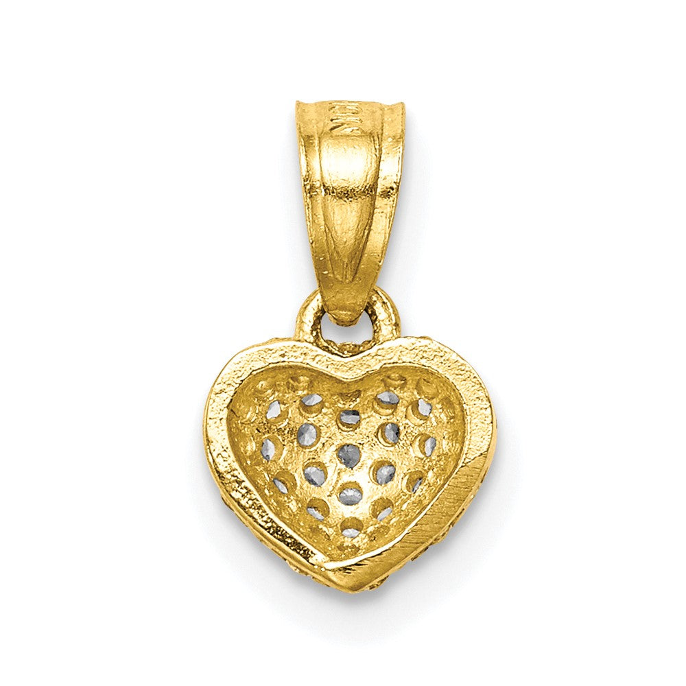 10k Yellow Gold 10K CZ Micro Pave Heart Pendant