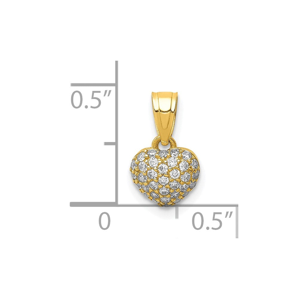 10k Yellow Gold 10K CZ Micro Pave Heart Pendant