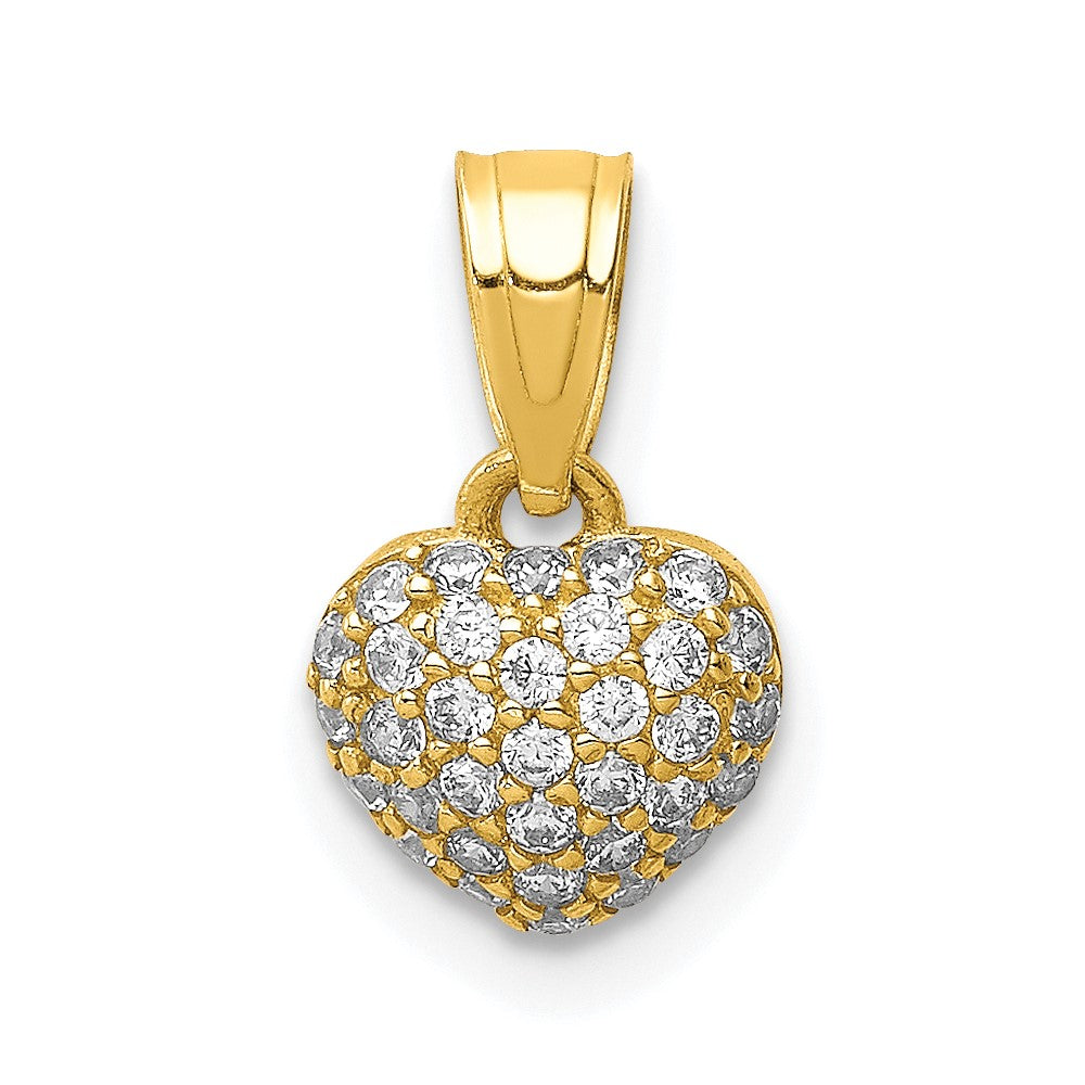 10k Yellow Gold 10K CZ Micro Pave Heart Pendant
