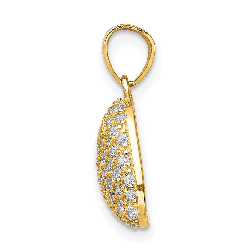 10k Yellow Gold 10K CZ Micro Pave Heart Pendant