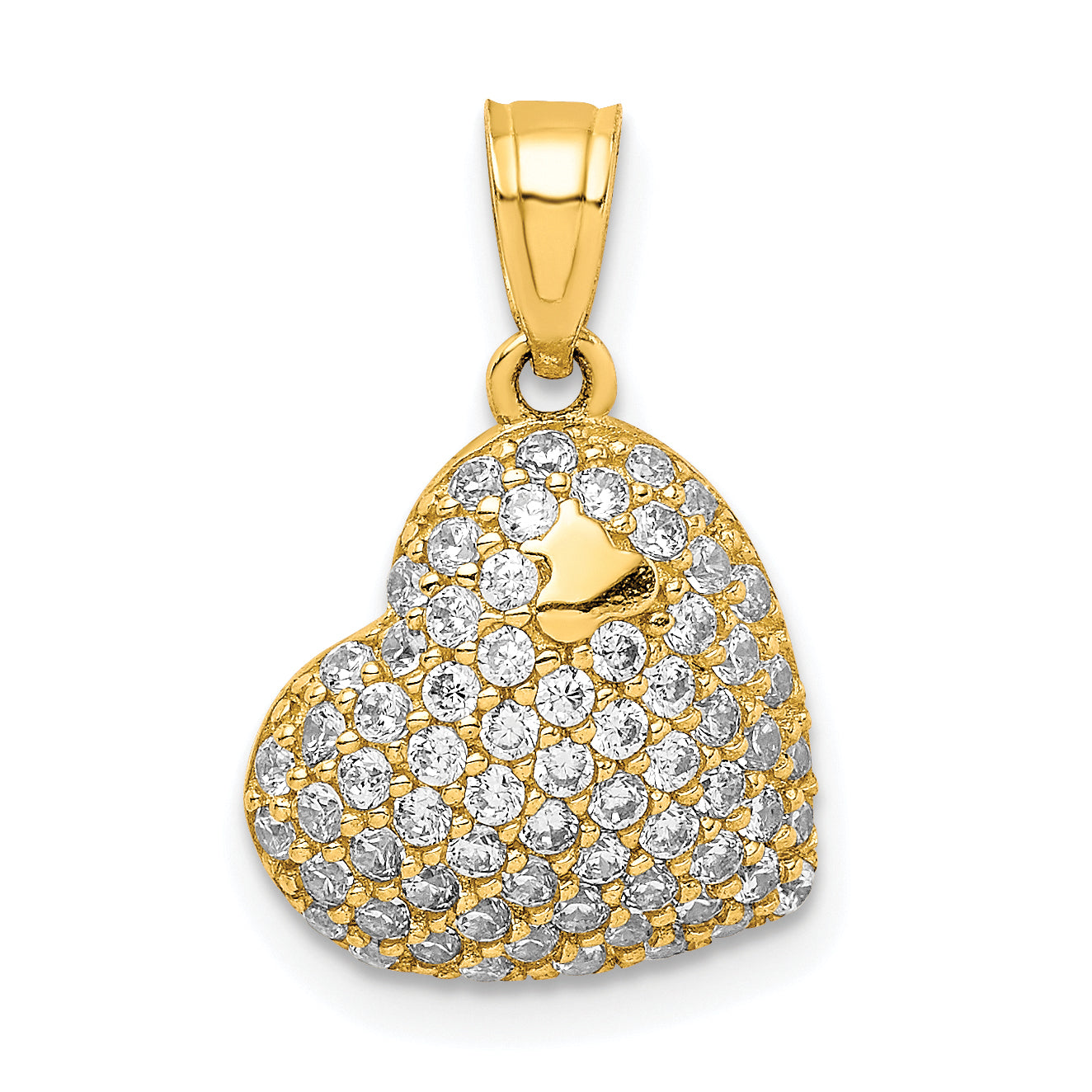 10k Yellow Gold 10K CZ Micro Pave Heart Pendant