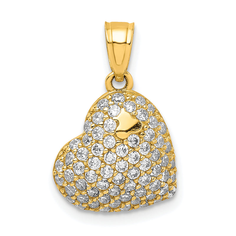 10k Yellow Gold 10K CZ Micro Pave Heart Pendant