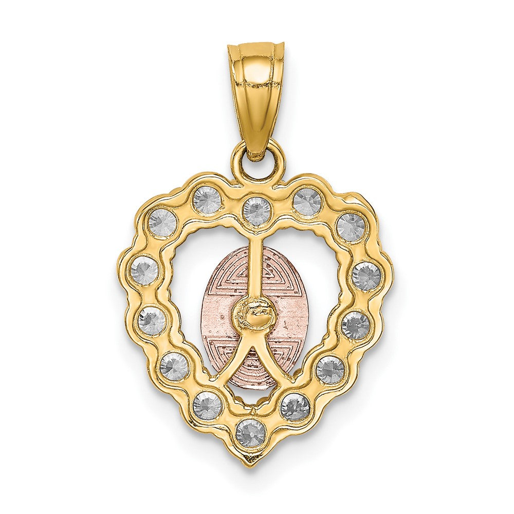 10k Two-tone 10K Two-Tone W/White Rhodium CZ Guadalupe Heart Pendant