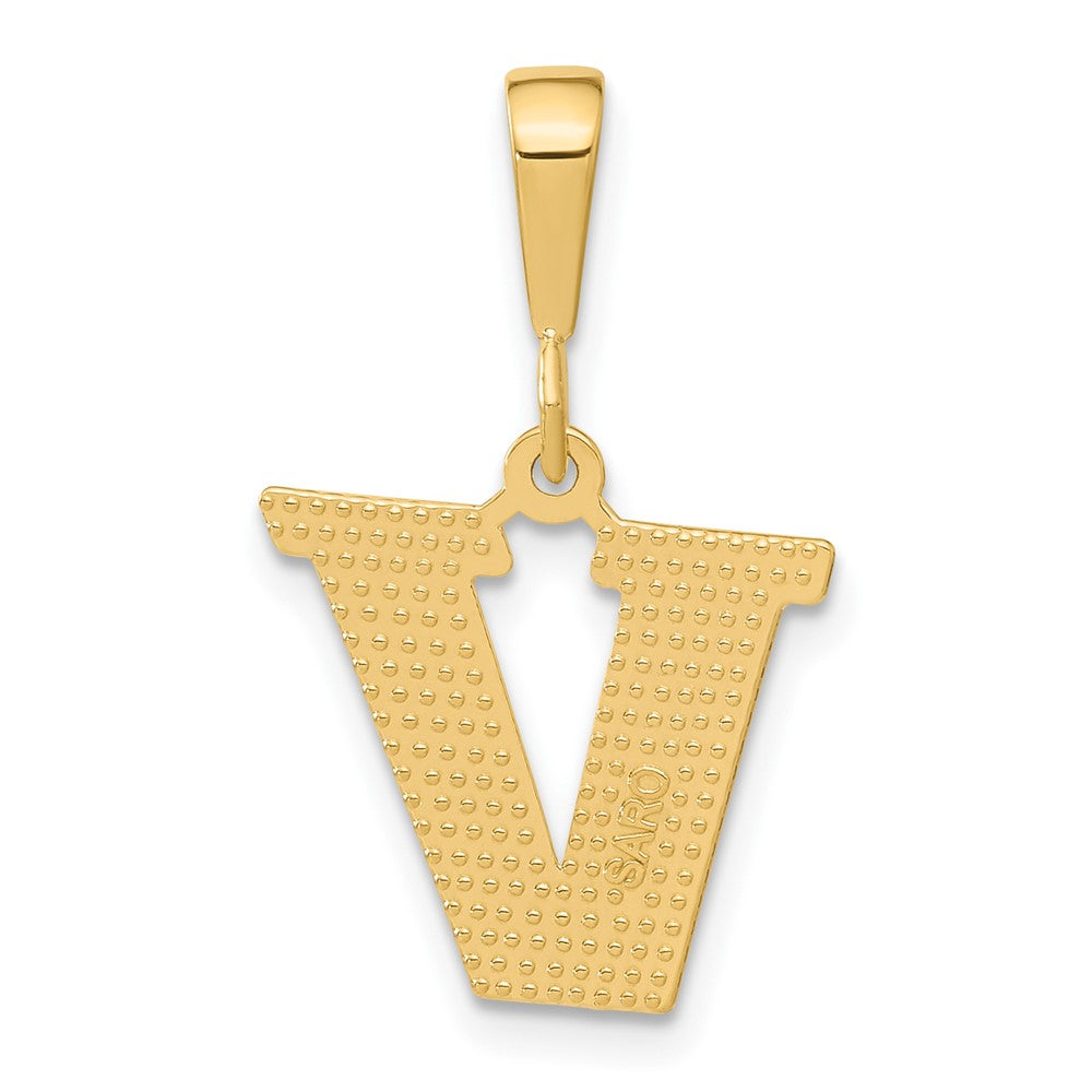 10K Yellow Gold 10Ky Initial V Pendant