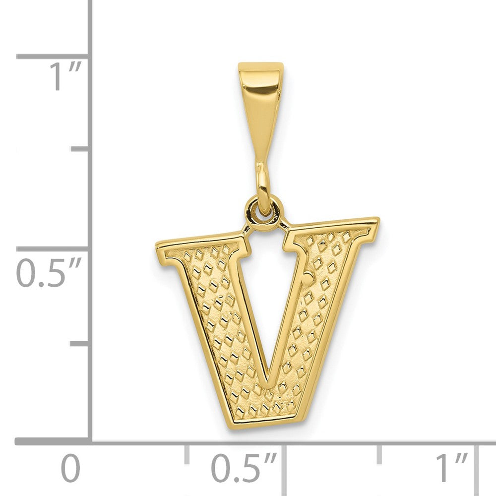 10K Yellow Gold 10Ky Initial V Pendant