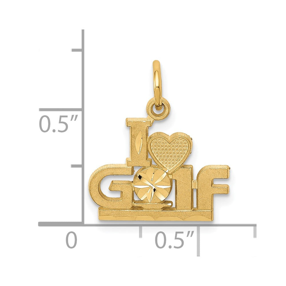 10k Yellow Gold I HEART GOLF Charm