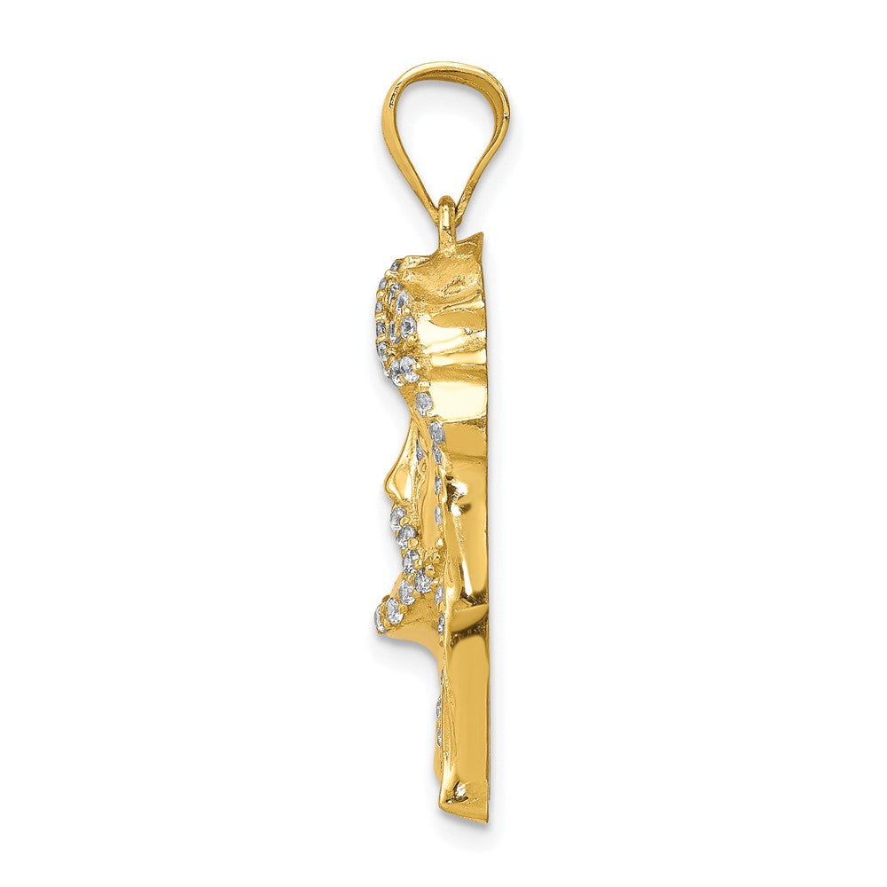 10k Yellow Gold 10K CZ Micropave Jesus Face Pendant