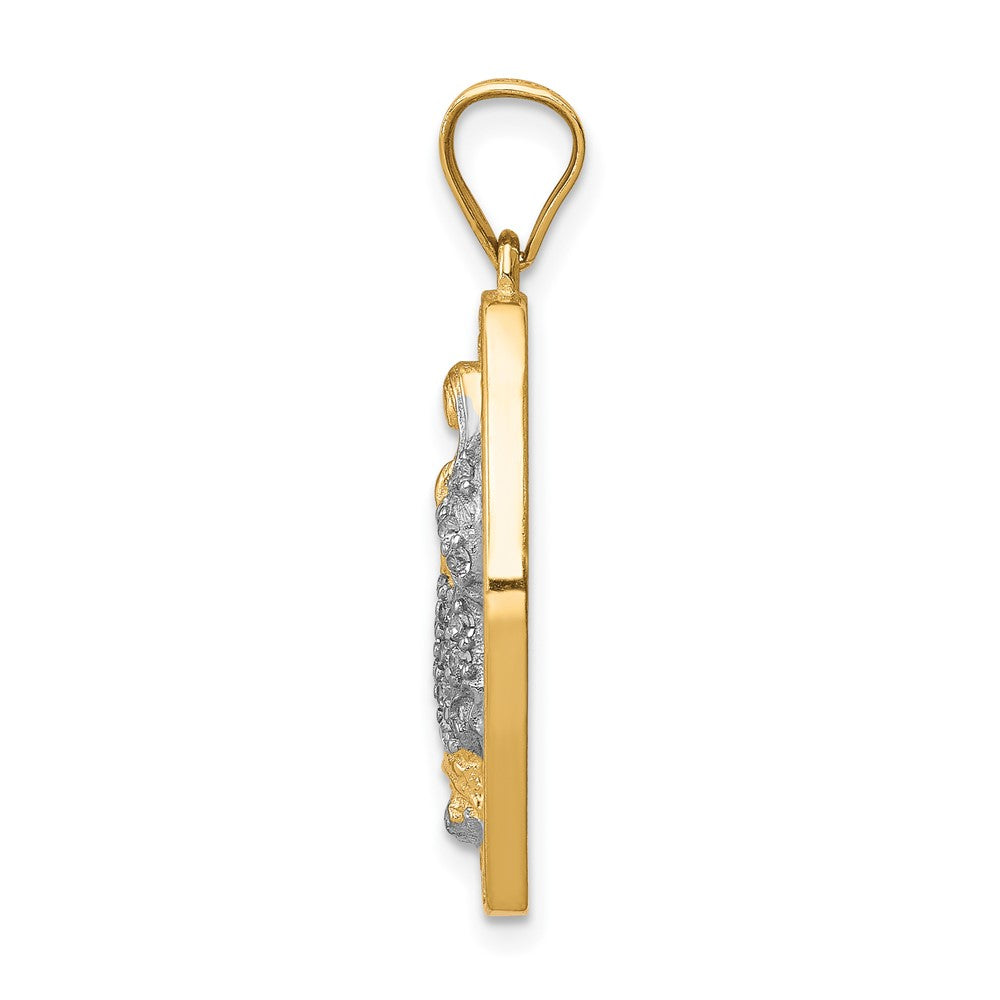 10k Yellow w/Rhodium 10K w/Rhodium CZ Micropave Guadalupe Pendant