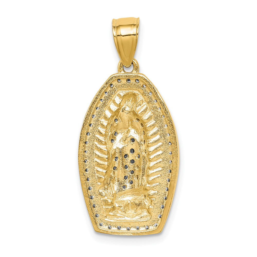 10k Yellow w/Rhodium 10K w/Rhodium CZ Micropave Guadalupe Pendant