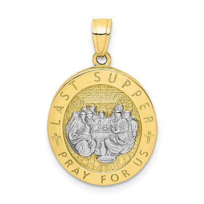 10k Yellow Gold w/Rhodium Reversible Last Supper and Jesus Medal