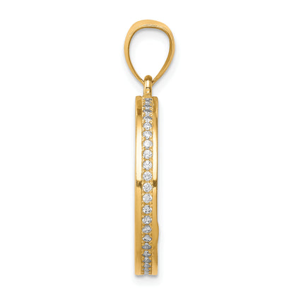 10k Yellow w/Rhodium 10K W/Rhodium CZ Channel Edge Pave Jesus Face Pendant