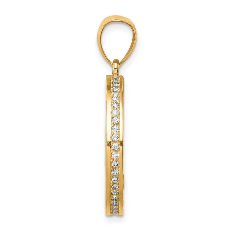 10k Yellow w/Rhodium 10K W/Rhodium CZ Channel Edge Pave Jesus Face Pendant