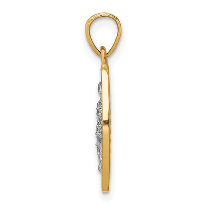 10k Yellow w/Rhodium 10K w/Rhodium CZ Pave Lady of Guadalupe Pendant