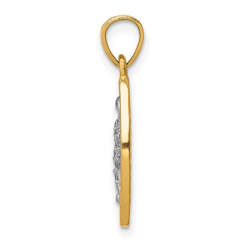 10k Yellow w/Rhodium 10K w/Rhodium CZ Pave Lady of Guadalupe Pendant
