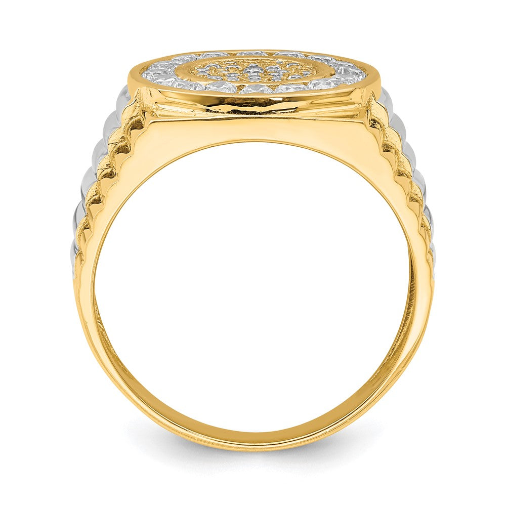 10K Yellow W/Rhodium 10K Cz Mens Ring