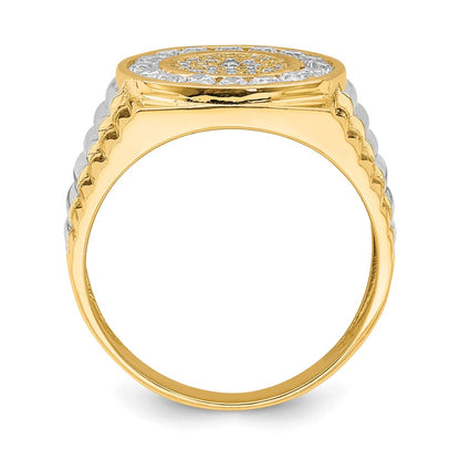 10K Yellow W/Rhodium 10K Cz Mens Ring