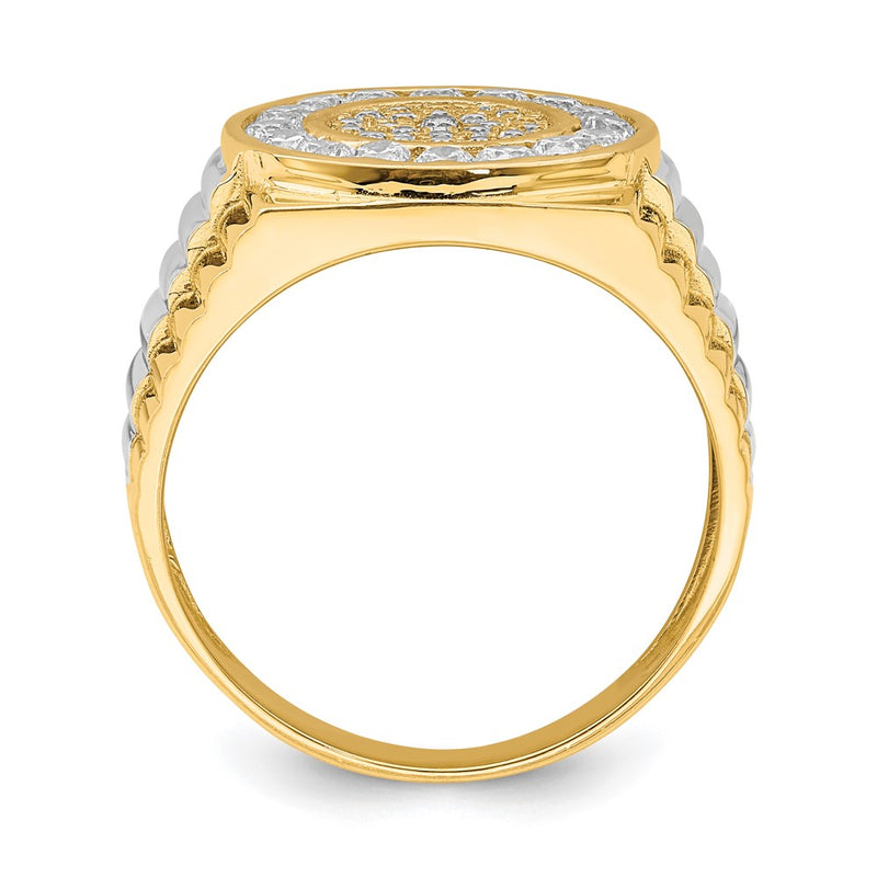 10K Yellow W/Rhodium 10K Cz Mens Ring
