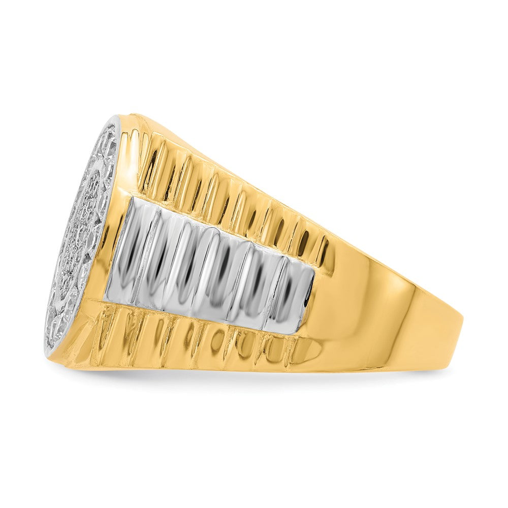 10K Yellow W/Rhodium 10K Cz Mens Ring