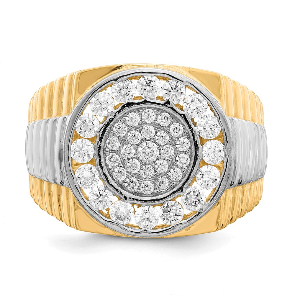 10K Yellow W/Rhodium 10K Cz Mens Ring