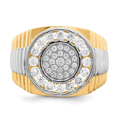 10K Yellow W/Rhodium 10K Cz Mens Ring